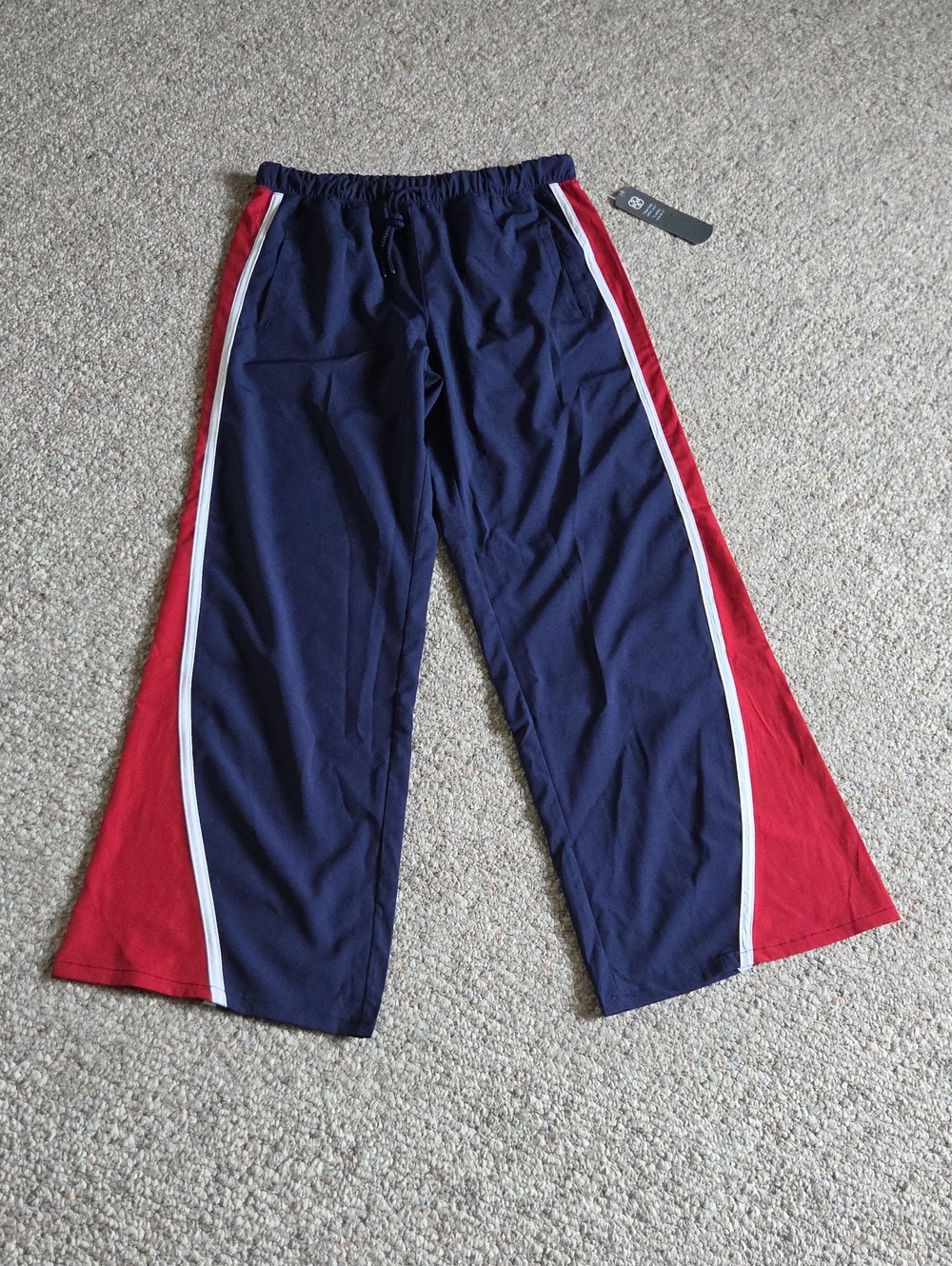 Kids Navy and Red Wide-Leg Athletic Joggers